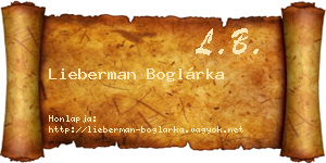 Lieberman Boglárka névjegykártya